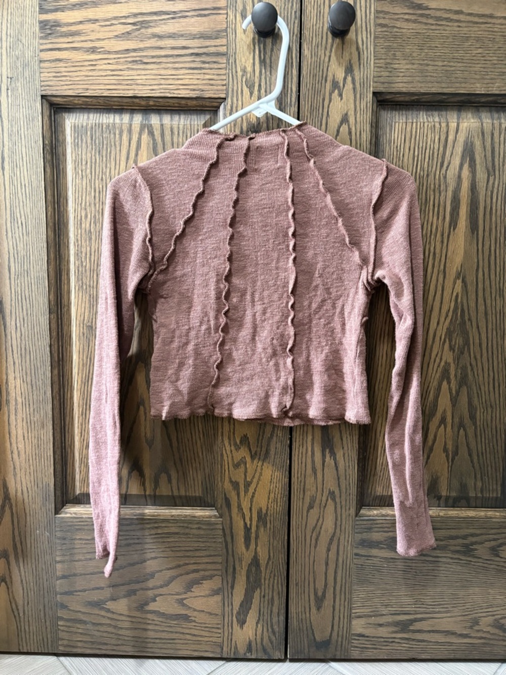 Urban outfitters BDG brown Ruffle-Trim Long Sleeve Crop Top - Picture 6 of 8